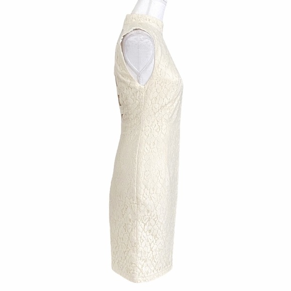 EVE GRAVEL OF WHITE LACE CUTOUT SLEEVELESS SHEATH FORMAL MIDI DRESS - S - Picture 3 of 10